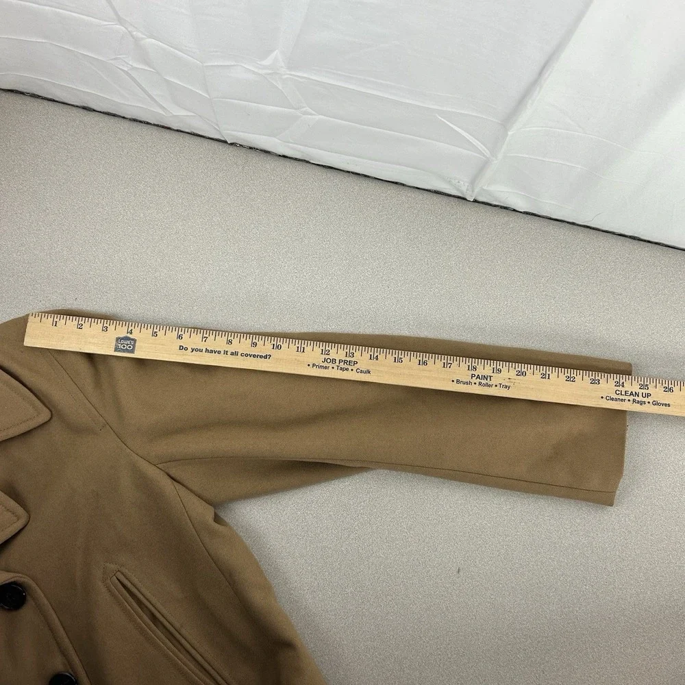 J. CREW Double Breasted Wool Blend Pea Coat Camel Jacket Women's Size Large Y2K - Picture 11 of 13